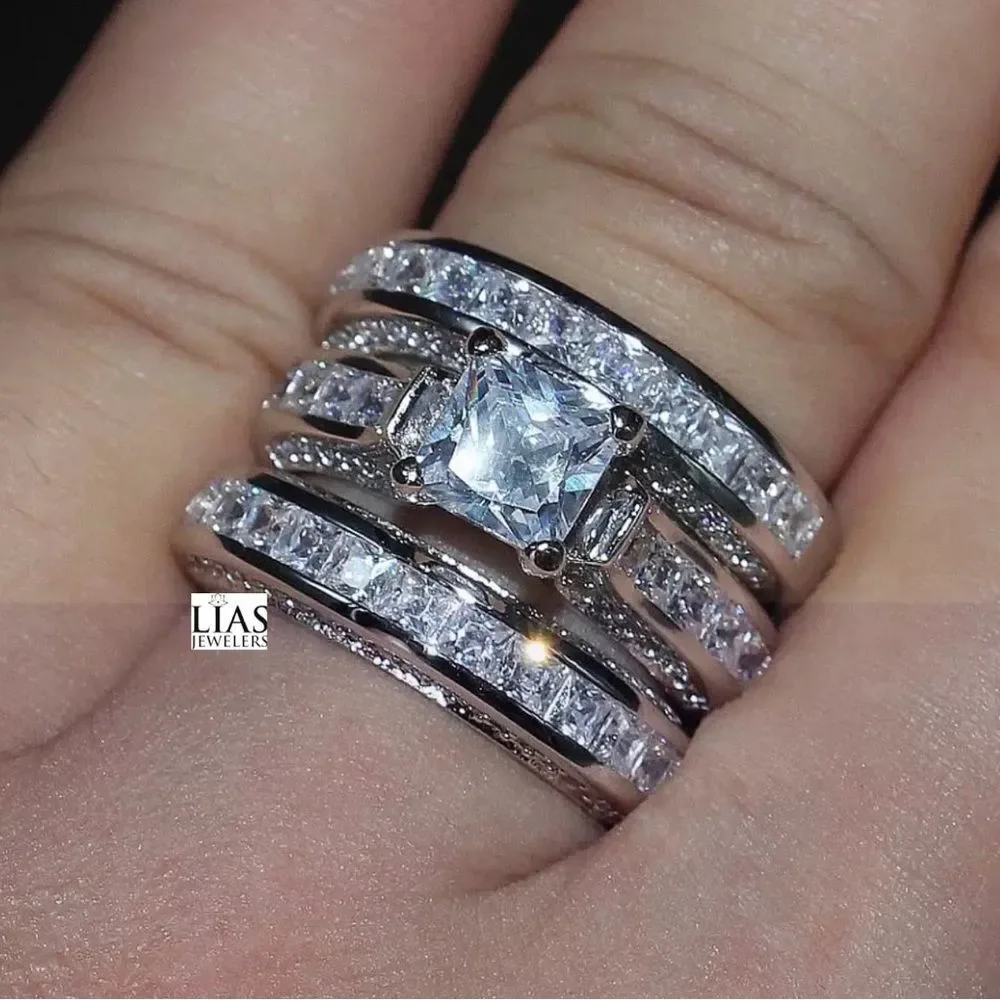 New 14k white gold wedding ring set